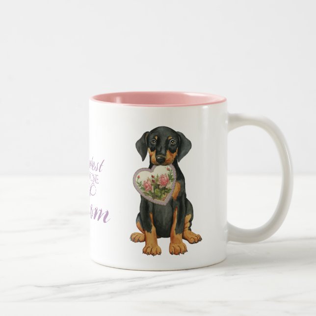 Taza Bicolor Doberman Pinscher Heart Mom (Derecha)