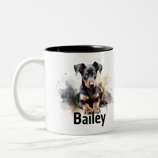 Taza Bicolor Doberman Pinscher Watercolor Mug