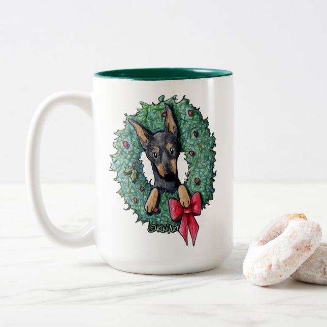 Taza Bicolor Doberman Puppy (Con donut)