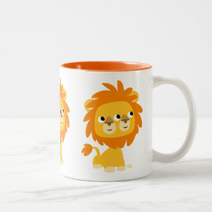 Taza Bicolor Doble León de Dibujos Animados Lindo
