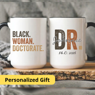 Taza Bicolor Doctora personalizada Phd, regalo de doctorado de 
