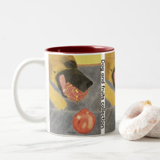 Taza Bicolor Dog and pomegranate Two-Tone coffee mug
