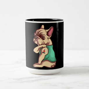 Taza Bicolor Dog Lover   Guay Bulldog francés I Love Mom Tatto