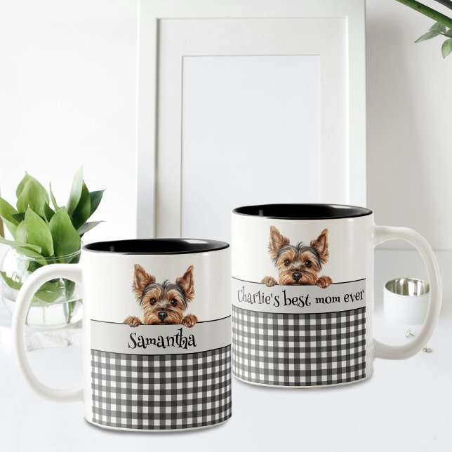 Taza Bicolor Dog Mom Yorkie Personalizado (Subido por el creador)