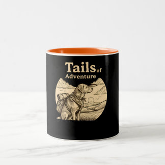 Taza Bicolor Dog Tails of Adventure Funny Dog Lover Hiking 