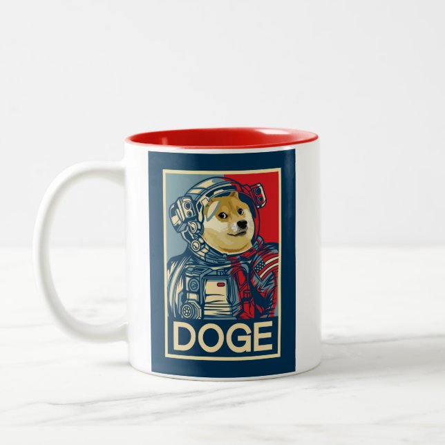 Taza Bicolor Dogecoin Astronauta Doge To The Moon Crypto Funny (Izquierda)