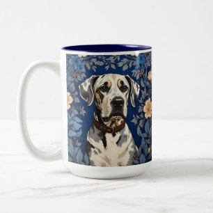 Taza Bicolor Dogo Alemán elegante inspirado en William Morris
