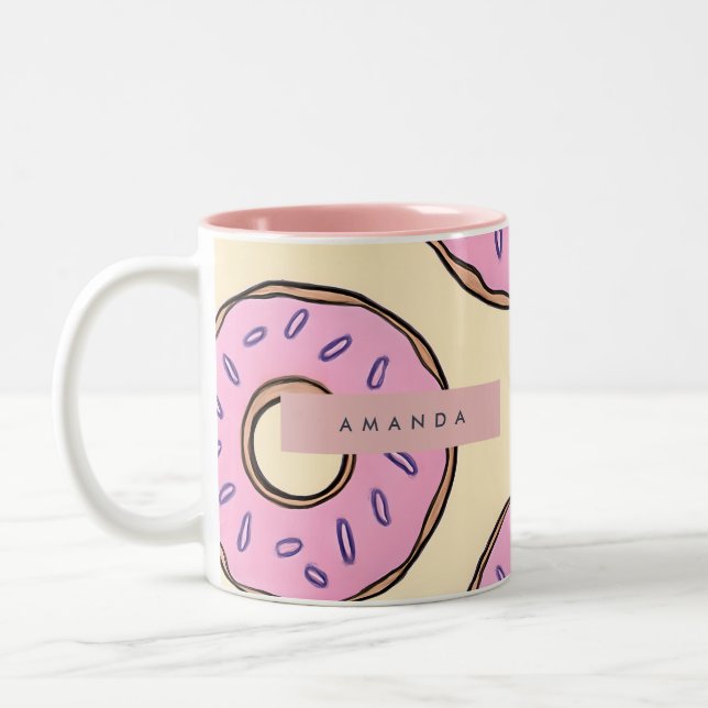 Taza Bicolor Dona Rosa Pastel Personalizada (Izquierda)