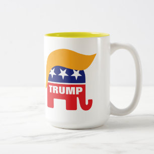 Taza Bicolor Donald Trump Republicano GOP Elefante Pelo
