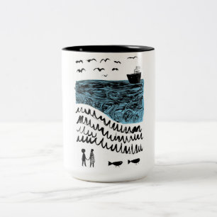 Taza Bicolor Donde comienza el mar   Bodys de bebé del océano d