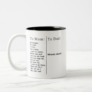Taza Bicolor ¿Dónde está mamá? Padre divertido