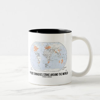 Taza Bicolor Donde Tornadoes golpean alrededor del mundo (Mapa)