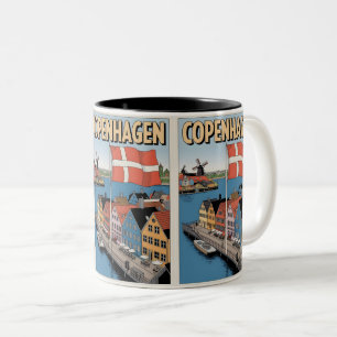 Taza Bicolor Dones de casas pintorescas de Copenhague