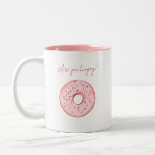 Taza Bicolor Donut Mug - "¿Tienes hambre?" 🍩 de diseño de comi