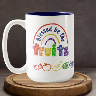 Taza Bicolor Doodle colorido dibujando Fruta Arcoiris del Orgul