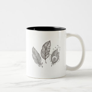 Taza Bicolor Doodle complejo de la pluma