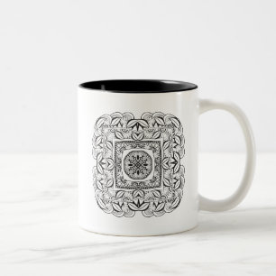 Taza Bicolor Doodle cuadrado decorativo hermoso