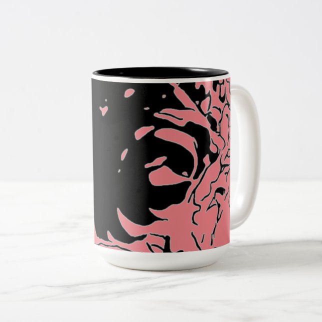 Taza Bicolor Doodle de flores (Anverso derecho)