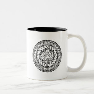 Taza Bicolor Doodle de la hoja de arce del otoño
