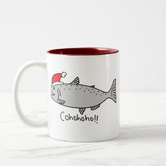 Taza Bicolor Doodle de los salmones del navidad de Cohohoho