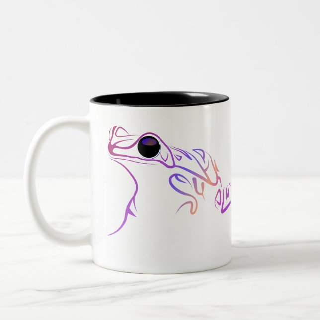 Taza Bicolor Doodle de rana estilizada (Izquierda)
