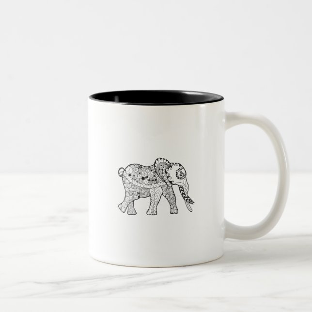 Taza Bicolor Doodle del elefante (Derecha)