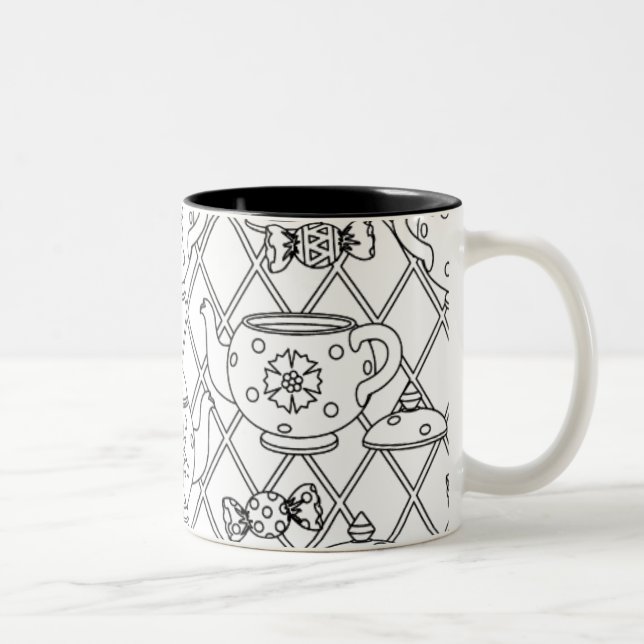 Taza Bicolor Doodle del pote del té (Derecha)
