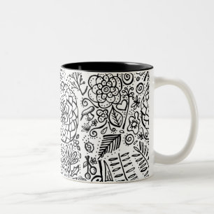 Taza Bicolor doodle floral