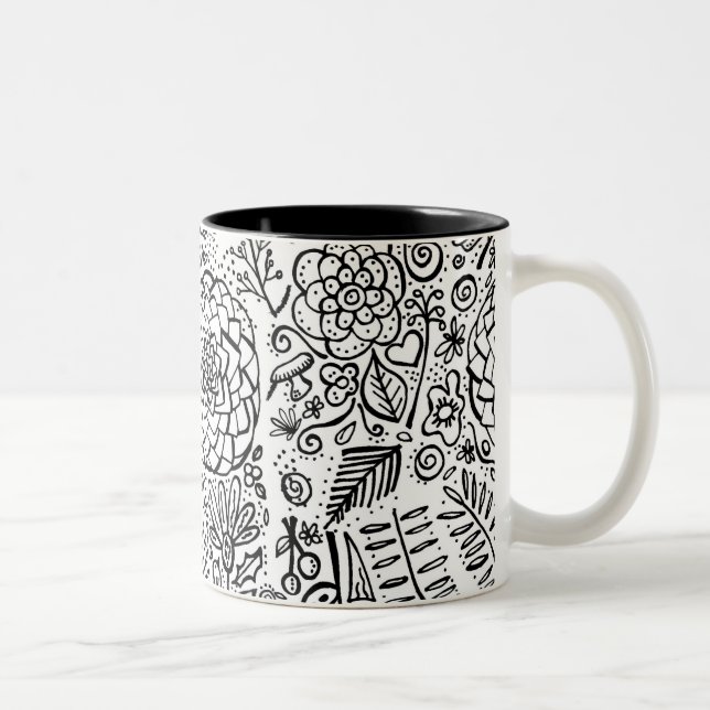 Taza Bicolor doodle floral (Derecha)