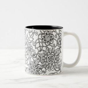 Taza Bicolor Doodle floral étnico