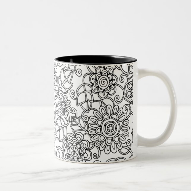 Taza Bicolor Doodle floral étnico (Derecha)