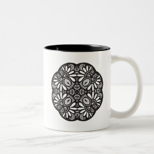 Taza Bicolor Doodle hermoso de la casilla negra de Deco