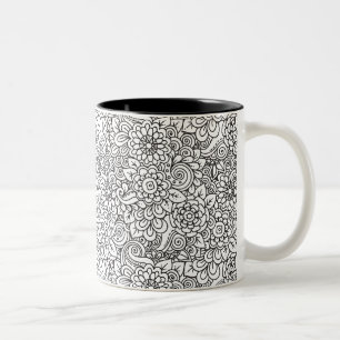 Taza Bicolor Doodle retro floral