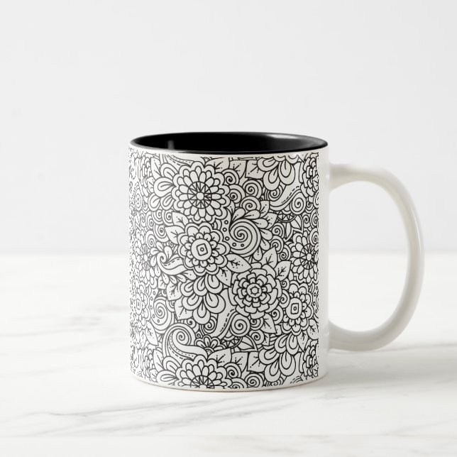 Taza Bicolor Doodle retro floral (Derecha)