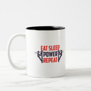 Taza Bicolor dormir Repetición Poder Funny Lineman regalo papá