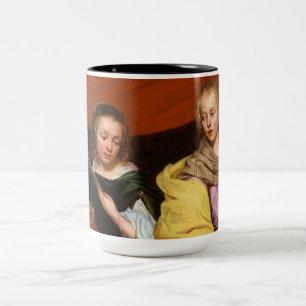 Taza Bicolor Dos Chicas como San Agnés y San Dorotea