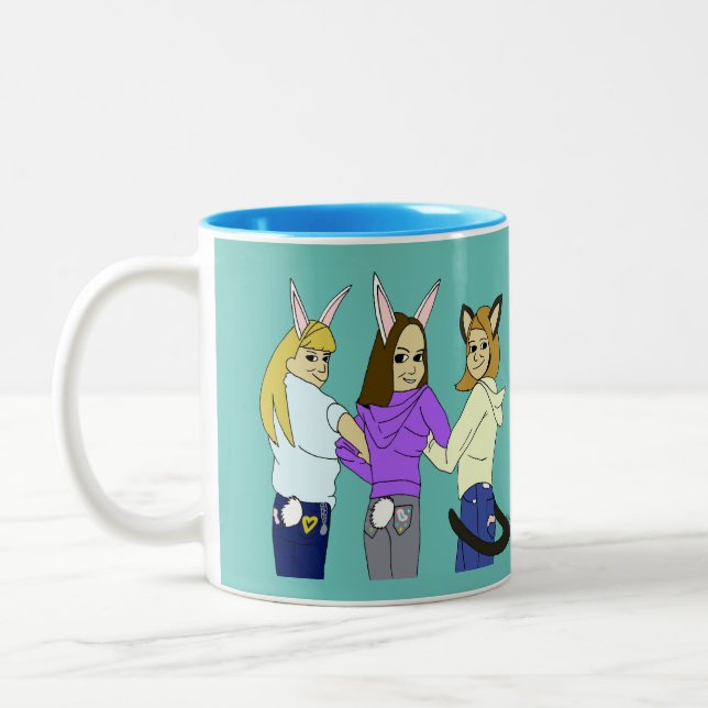 Taza Bicolor Dos conejitos y un gatito (Izquierda)
