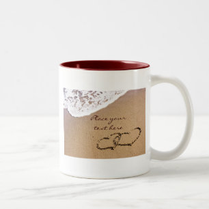 Taza Bicolor Dos Corazones En La Arena