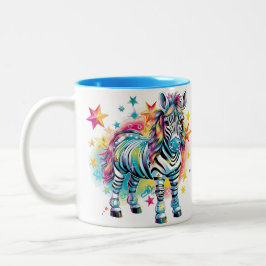 Taza Bicolor Dos dedos azul y blanco cebra Mug