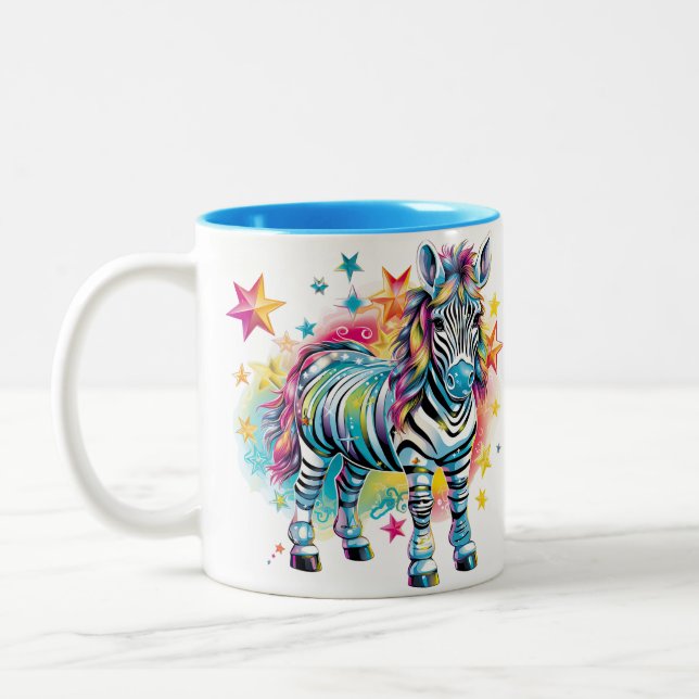 Taza Bicolor Dos dedos azul y blanco cebra Mug (Izquierda)