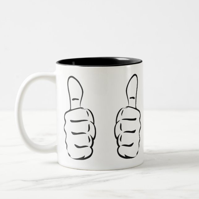 Taza Bicolor Dos grandes Thumbs hacia arriba (Izquierda)