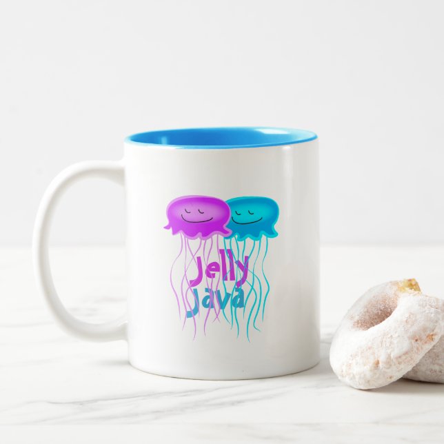 Taza Bicolor Dos medusas Personalizados (Con donut)