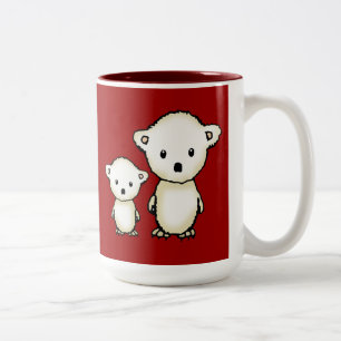 Taza Bicolor Dos osos polares pequeños y lindos