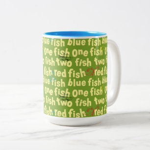 Taza Bicolor Dr. Seuss Patrón de tipografía de Un pez, dos pe