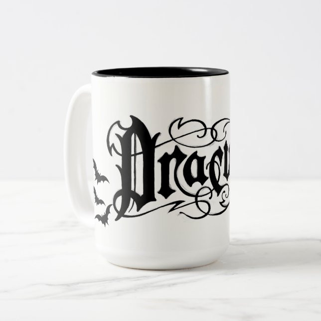 Taza Bicolor Drácula de Halloween (Anverso izquierdo)
