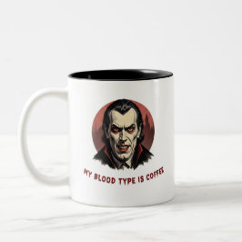 Taza Bicolor Drácula "Mi tipo de sangre es café" Graciosa Mug
