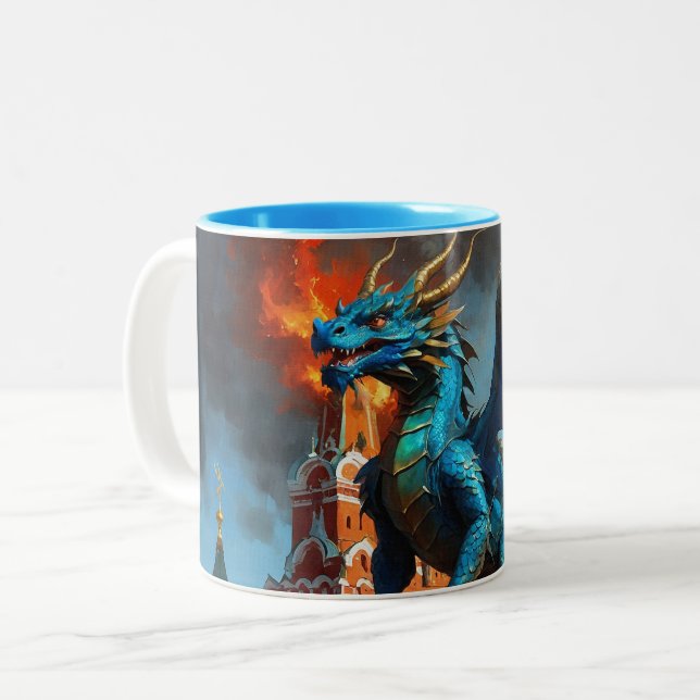 Taza Bicolor Dragón azul y oro visita Moscú (Anverso izquierdo)