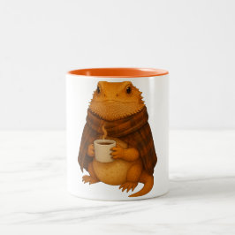 Taza Bicolor Dragón Barbudo Navidad - Dragón Acogedor en Manta 