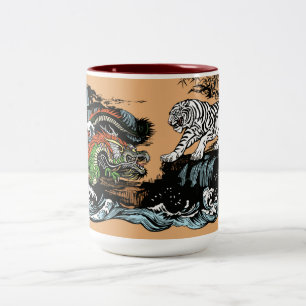 Taza Bicolor Dragón chino versus tigre blanco