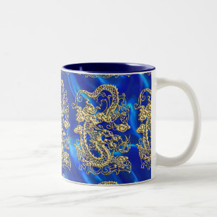 Taza Bicolor Dragón de oro Grabado en relieve en papel satinado